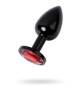 Анальная пробка с кристаллом, черная, 8.2 х 3.4 см - No Taboo