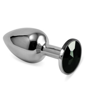 Анальная пробка с кристаллом, из металла, 6.8 х 2.8 см - No Taboo