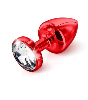 Анальная пробка M Diogol, с кристаллом Сваровски, красная, металлическая, 6.5 х 3 см - No Taboo