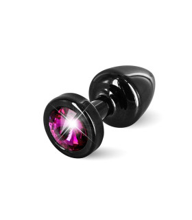 Анальная пробка S Diogol, с кристаллом Сваровски, черная, металлическая, 6 х 2.5 см - No Taboo