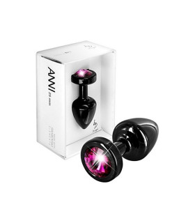 Анальная пробка S Diogol, с кристаллом Сваровски, черная, металлическая, 6 х 2.5 см - No Taboo