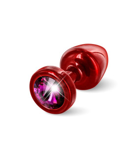 Анальная пробка S Diogol, с кристаллом Сваровски, красная, металлическая, 6 х 2.5 см - No Taboo