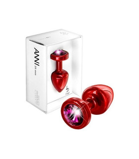 Анальная пробка S Diogol, с кристаллом Сваровски, красная, металлическая, 6 х 2.5 см - No Taboo