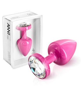 Анальная пробка S Diogol, с кристаллом Сваровски, розовая, металлическая, 6 х 2.5 см - No Taboo