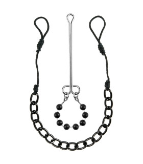 Лассо для сосков и зажим на половые губы, черный с серебристым - No Taboo