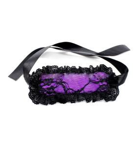 Маска ажурна фіолетова чорне мереживо LACE BLINDFOLD - No Taboo