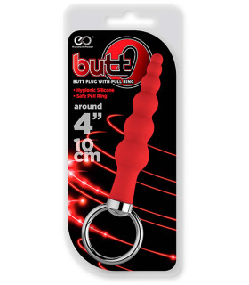 Анальная фигурная пробка с кольцом, красный, 10см - No Taboo