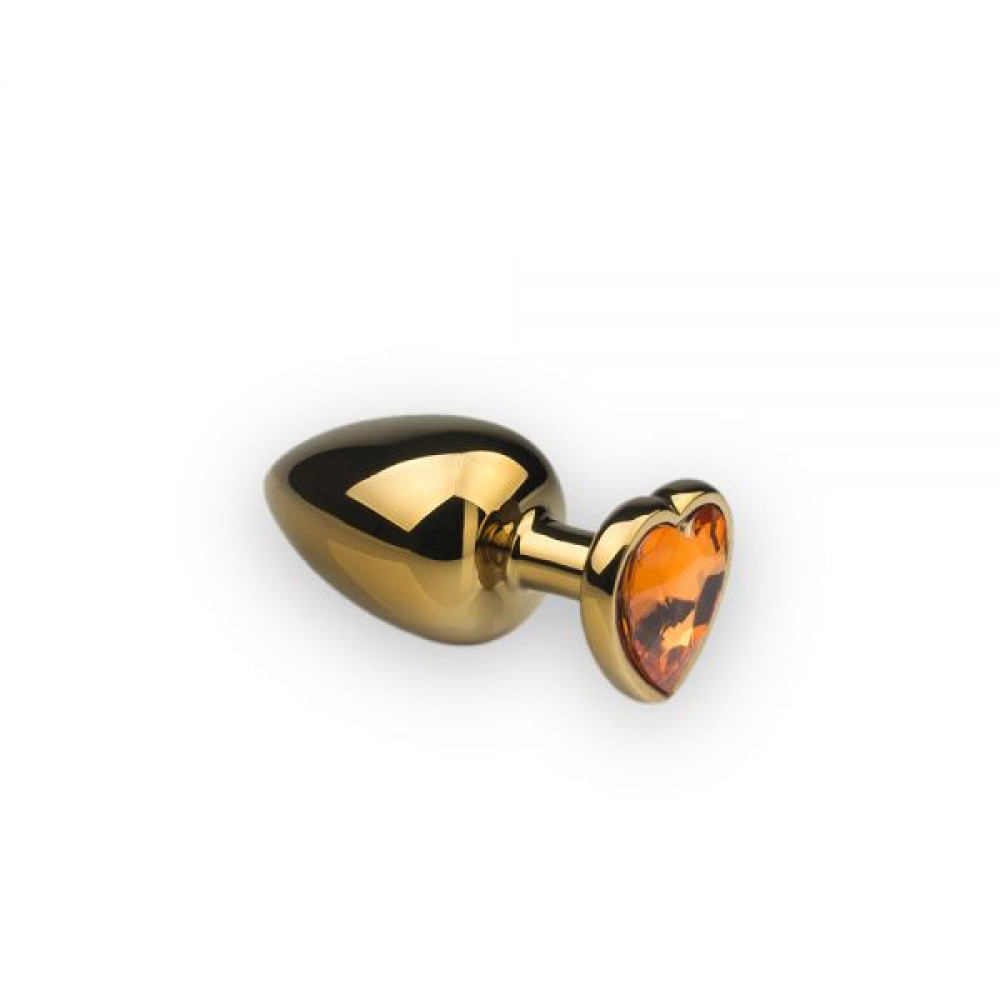 Анальная металлическая пробка с камнем в форме сердца Gold Heart Citrine M (31605), zoom