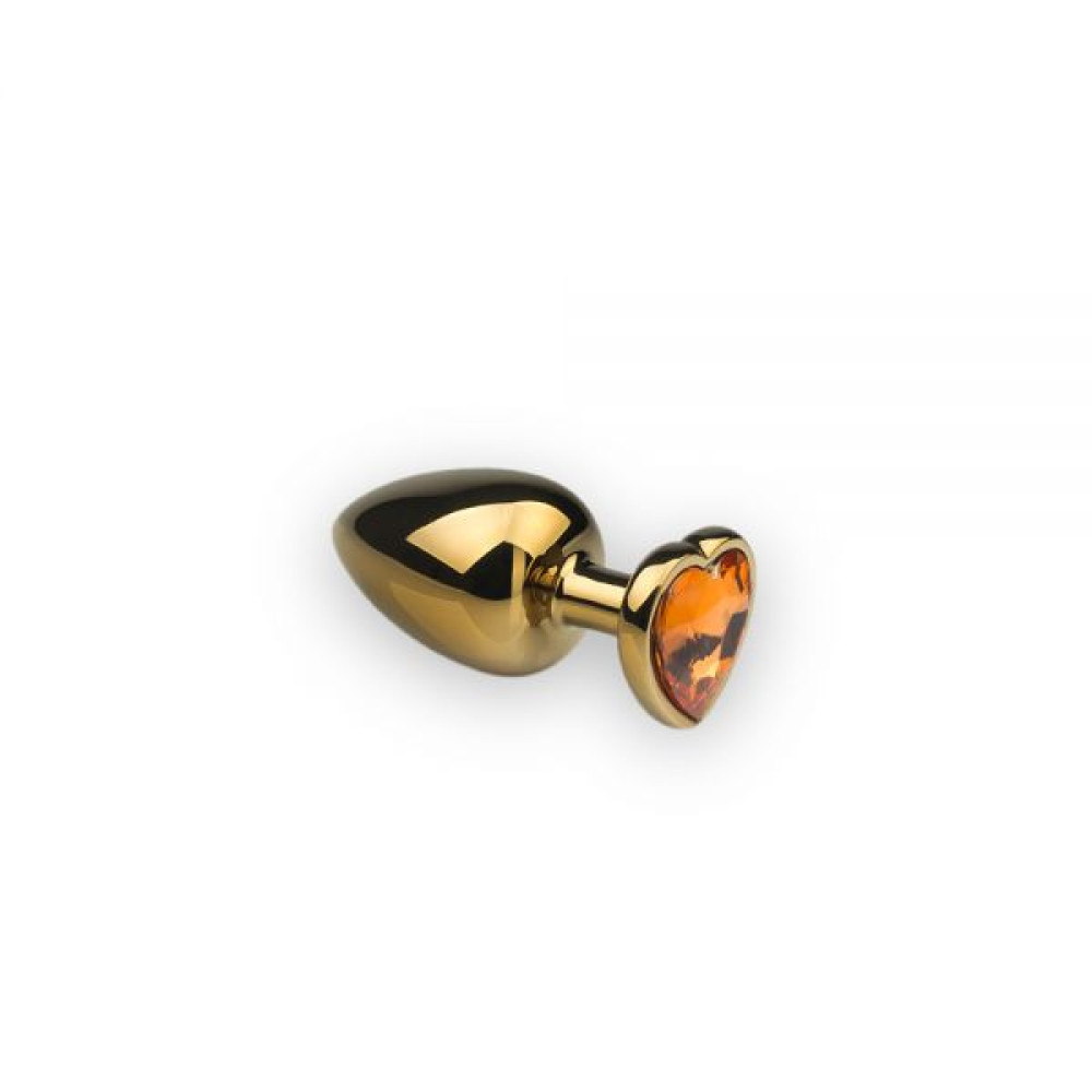 Анальная металлическая пробка с камнем в форме сердца Gold Heart Citrine S (31620), zoom