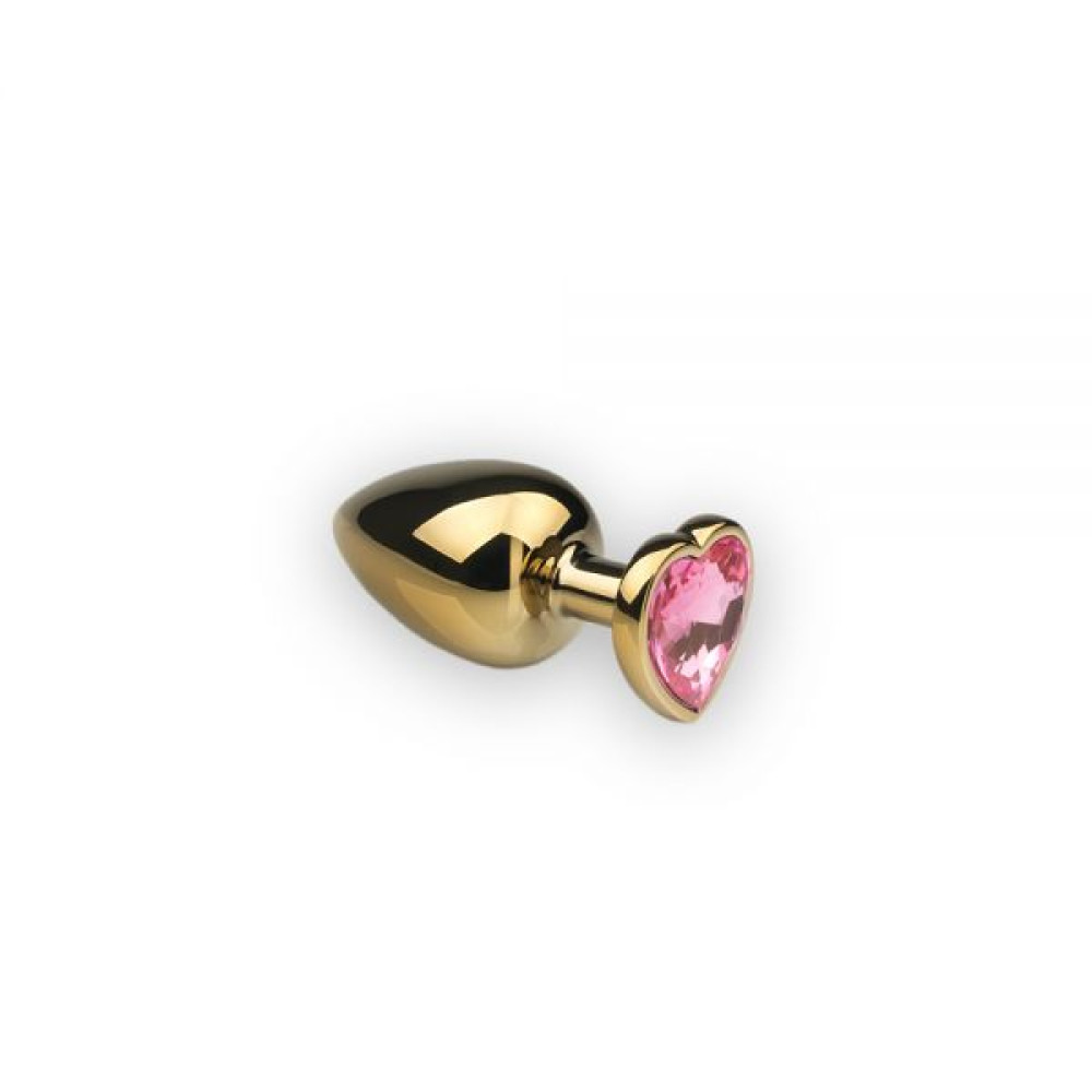 Анальная металлическая пробка Gold Heart Pink Topaz S (31614), zoom