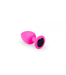 Анальная пробка силикон с камнем Pink Silicone Black S - No Taboo