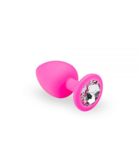 Анальная пробка силикон с камнем Pink Silicone Diamond M - No Taboo