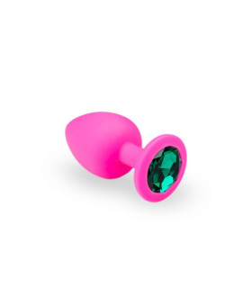 Анальная пробка силикон с камнем Pink Silicone Emerald М - No Taboo