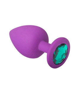 Анальная пробка силикон с камнем Purple Silicone Emerald М - No Taboo