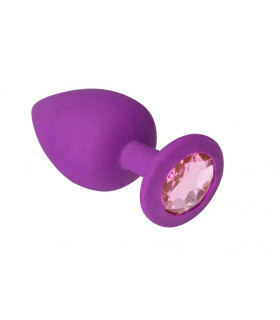 Анальная пробка силикон с камнем Purple Silicone Pink Topaz М - No Taboo