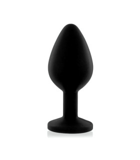 Анальна пробка, L, із кристалом, чорна, 3.8 см х 9.5 см - No Taboo