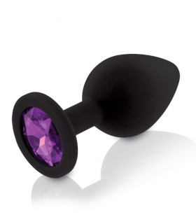 Анальна пробка, L, із кристалом, чорна, 3.8 см х 9.5 см - No Taboo