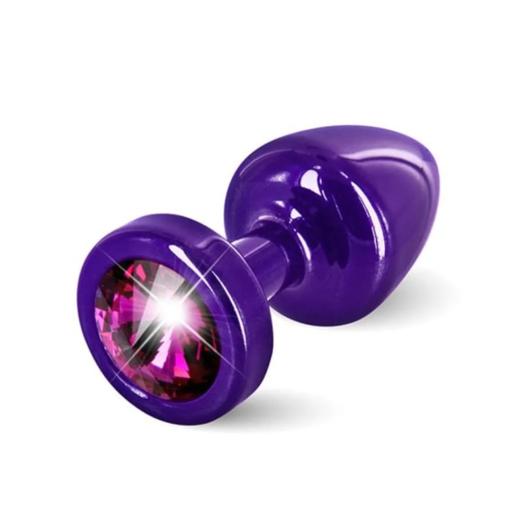 Анальная пробка S Diogol, со стразом Сваровски, из металла, фиолетовая, 6 х 2.5 см (34492), zoom