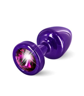 Анальная пробка S Diogol, со стразом Сваровски, из металла, фиолетовая, 6 х 2.5 см - No Taboo