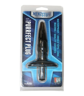 Анальна пробка MenzStuff - Purrfect Plug з вібрацією, чорна, 14.8 х 2.5 см - No Taboo
