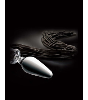 Анальна пробка зі скла З хвостом-флоггером (батіг) Icicles - No Taboo