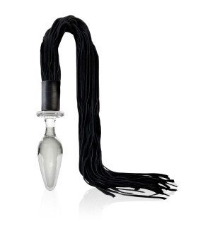 Анальна пробка зі скла З хвостом-флоггером (батіг) Icicles - No Taboo