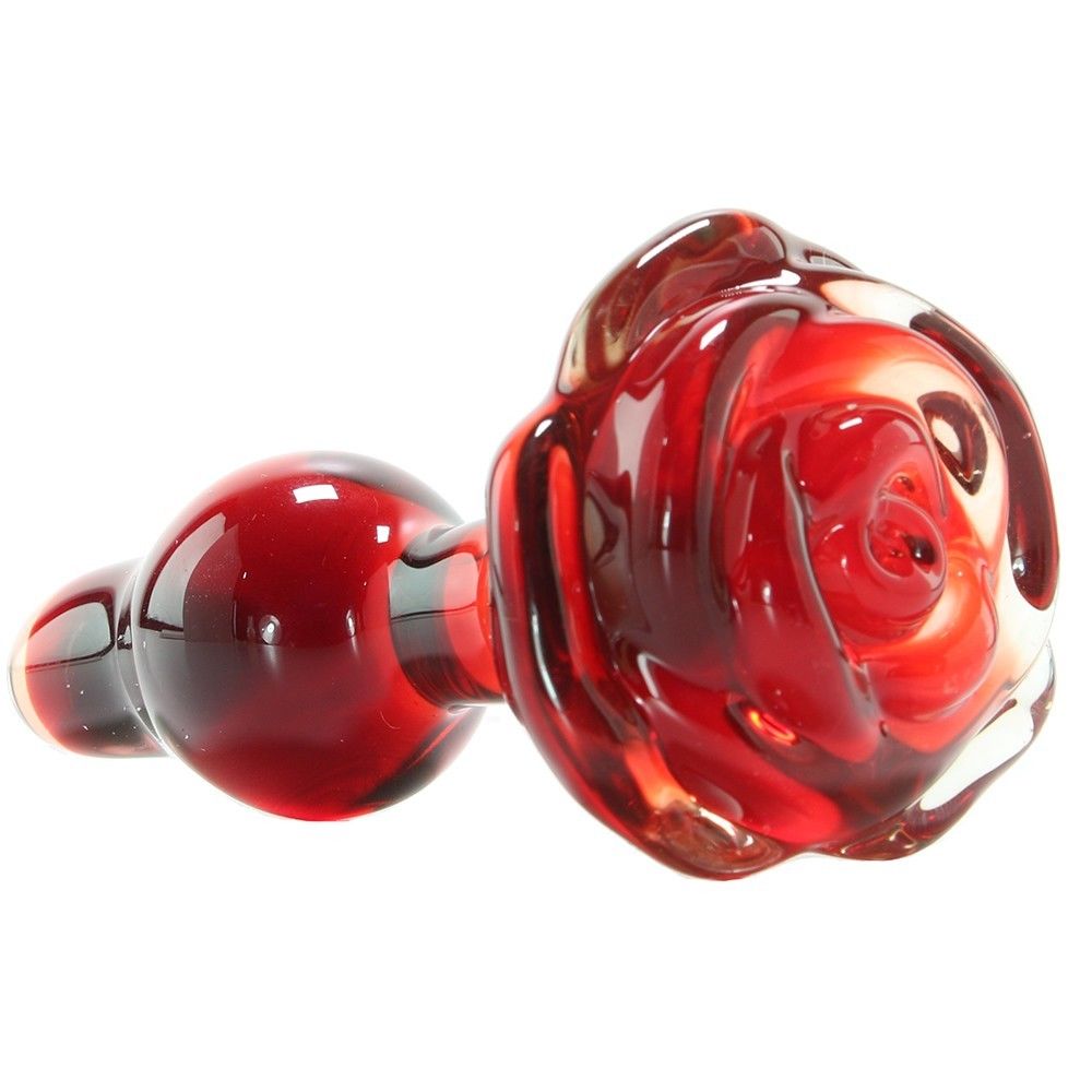 Анальная пробка, 6.5 см х 3.2 см, Pipedream в виде розы, стекло (31504), zoom