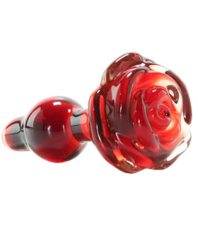 Анальная пробка, 6.5 см х 3.2 см, Pipedream в виде розы, стекло - No Taboo