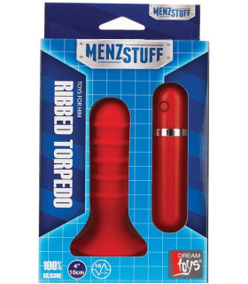 Анальная пробка с вибрацией, Menzstuff Ribbed Torpedo, красная - No Taboo