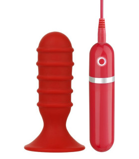 Анальная пробка с вибрацией, Menzstuff Ribbed Torpedo, красная - No Taboo