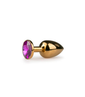 Анальная пробка метал Metal Butt Plug Gold/Purple - No Taboo