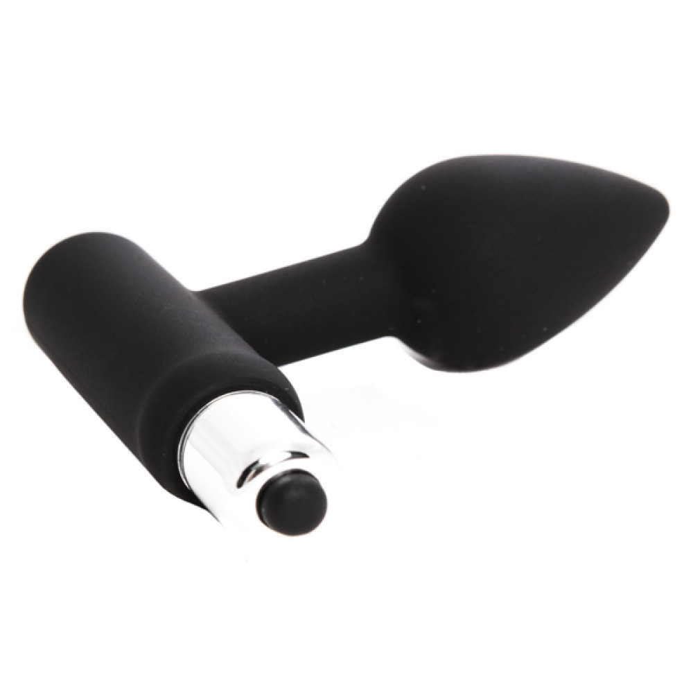 Анальная пробка МИНИ с вибрацией, черная, 100% медицинский силикон (29310), zoom
