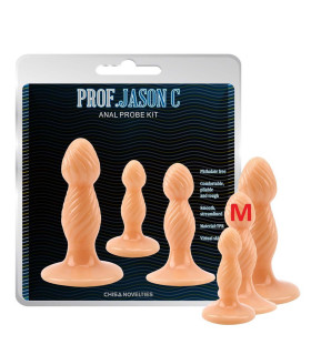 Анальна пробка рельєфна, розмір M, Chisa бежева, 12.5 х 3.4 см - No Taboo