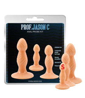 Анальная пробка рельефная, размер S, Chisa бежевая, 9. х 2.5 см - No Taboo