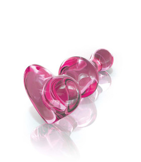 Анальная пробка Pipedream из стекла, сердце, розовая, 7.9 х 3.4 см - No Taboo