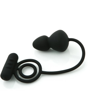 Анальна пробка з подвійним ерекційним кільцем і вібрацією - No Taboo