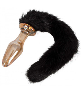 Анальна пробка з хвостом Glass Plug With Tail - No Taboo