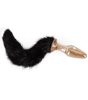 Анальна пробка з хвостом Glass Plug With Tail - No Taboo