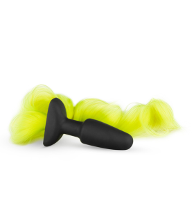 Анальная пробка с хвостом Silicone Butt Plug With Tail, 3.3 х 11 х 55 см, желтая - No Taboo