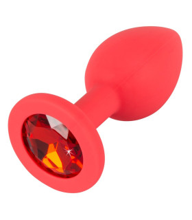 Анальная силиконовая пробка, S, красного цвета с камнем Red Silicone - No Taboo