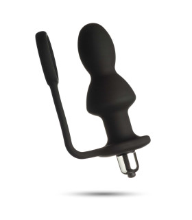 Анальна пробка з кільцем ялинка з вібро, 100% медичний силікон - No Taboo