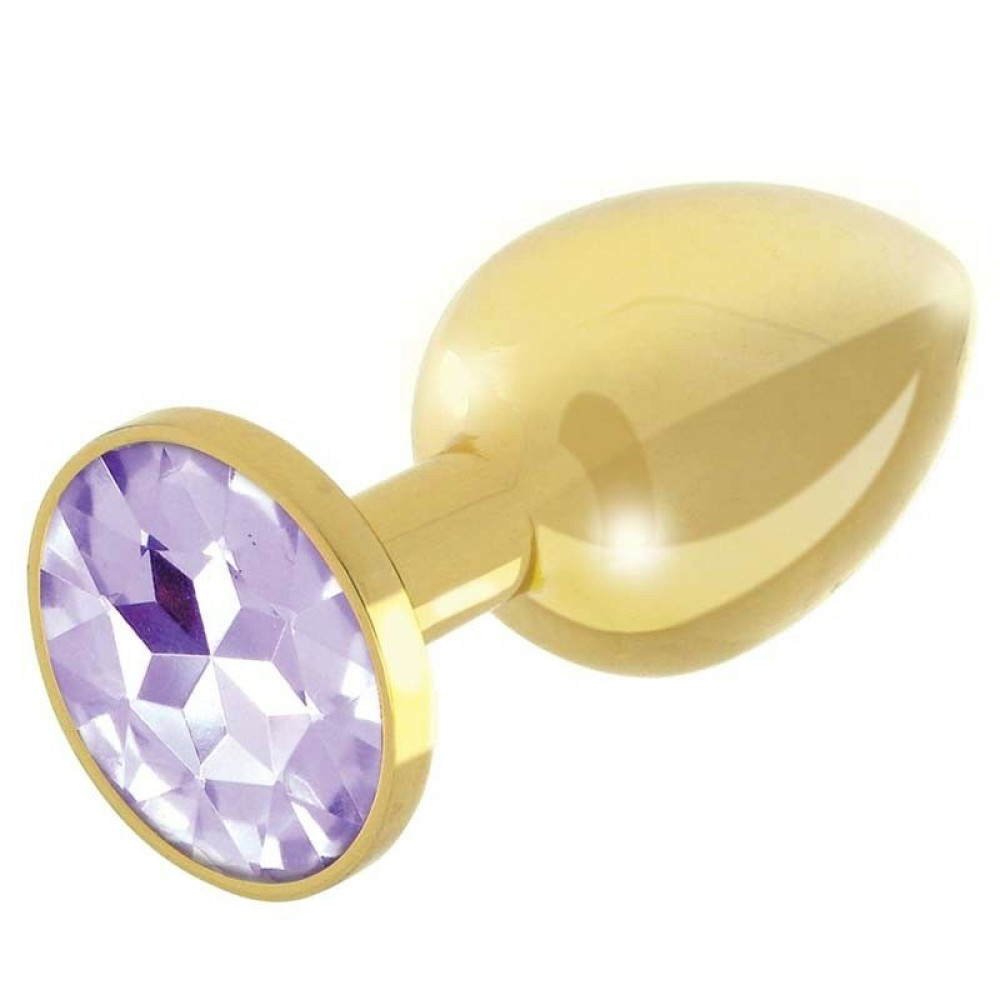 Анальная пробка, S, с камнем, золотая, 7.2 см х 2.8 см (34469), zoom