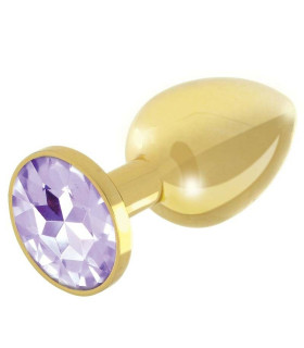 Анальная пробка, S, с камнем, золотая, 7.2 см х 2.8 см - No Taboo
