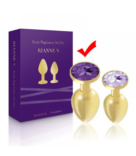 Анальная пробка, М, с камнем, золотая, 8.2 см х 3.6 см - No Taboo