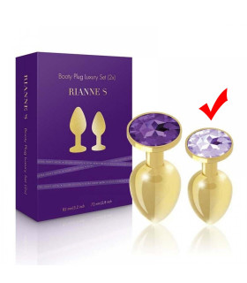 Анальная пробка, S, с камнем, золотая, 7.2 см х 2.8 см - No Taboo