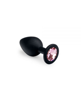 Анальная пробка силикон с камнем Black Silicone,Pink Topaz - No Taboo