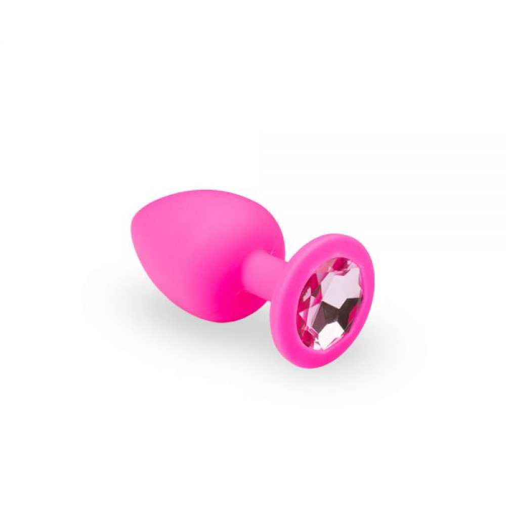 Анальная пробка силикон с камнем Pink Silicone Rose (30253), zoom