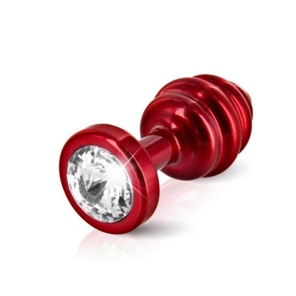 Анальная пробка, 6.5 см х 3.5 см, со стразом, Diogol, красная (34489), zoom