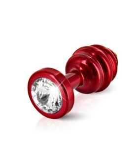 Анальная пробка, 6.5 см х 3.5 см, со стразом, Diogol, красная - No Taboo