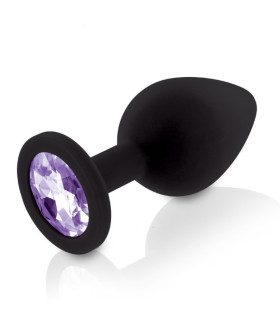 Анальная пробка, М, с кристаллом, черная, 3.5 см х 8.2 см - No Taboo